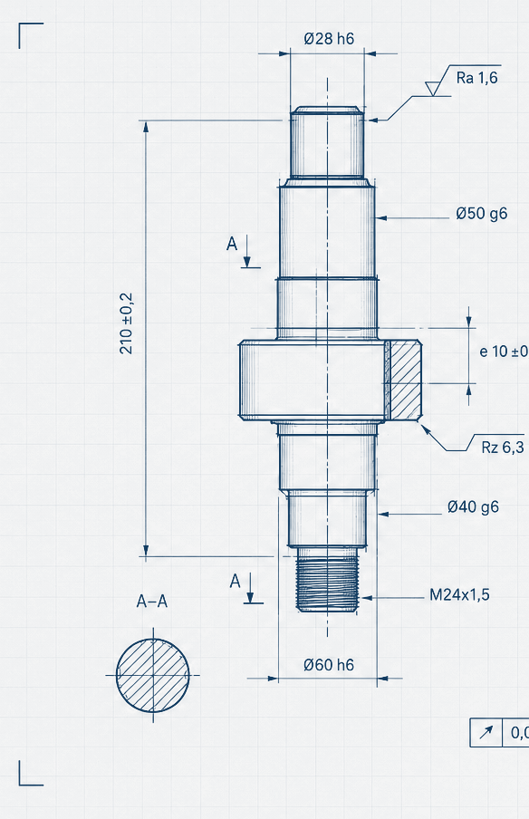 Technische Blueprint-Zeichnung: Exzenterwellen